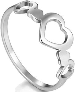 Jude Jewelers Stainless Steel Open Heart Karma Style Wedding Engagement Statement Promise Anniversary Ring (Silver, 12)