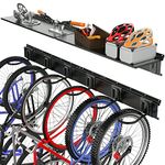 TORACK Bike Storage Rack with Shelf, 6 Bike Hangers for Garage Home Shed, Space Saving Bike Wall Mount Vertical, Holds Up to 600 LBS