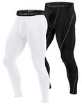 Roadbox Mens Compression Pants Athletic Running Tights Leggings Base Layer for Workout Gym Basketball 2 Pack