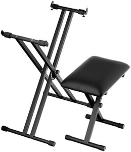 tipatyard Keyboard Stand & Bench Set, Upgrade Heavy Duty Double-X Keyboard Stand, Adjustable & Portable Digital Piano Stand with Limit Rod