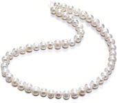 Adabele 1 Strand Real Natural Potato Round White Cultured Freshwater Pearl Loose Beads 9-10mm for Jewelry Craft Making 14 Inch FP3-10