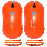 Swim Buoy Float - 2 Packs Swimming Bubble Safety Float with Adjustable Waist Belt for Open Water Swimmers,Triathletes,Snorkelers,Safe Swim Trainers,Kayakers (2PCS-Orange)