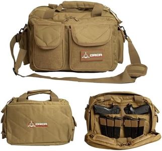 Orca Tactical Gun Range Bag – Compact Pistol Revolver Range Bag for Handguns and Ammo – Self Standing Gun Bag – Handgun Bag with Durable Double Stitching Lockable YKK Zippers (Coyote)