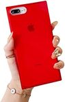 COCOMII Square Case Compatible with iPhone 8 Plus/7 Plus/6 Plus - Luxury, Slim, Glossy, Show Off The Original Beauty, Anti-Yellow, Easy to Hold, Anti-Scratch, Shockproof (Red)