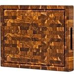 Ziruma Extra Large End Grain Chopping Board [3.8 cm Thick]. Teak Wood Butcher Block Conditioned with Beeswax, Linseed Oil & Lemon Oil. 51 x 38 cm