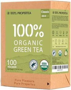 100% Propertea Organic Green Tea Bags,100 Count Eco-Friendly Tea Bags,Hot or Iced,Unsweetened,Low Caffeine, Rich in Antioxidants, Resealable Pouch,Classic Taste