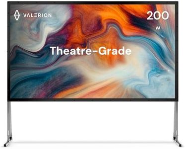 Valerion 200'' Outdoor Camping Portable Folding Screen and Stand, 3-Layer Matte White PVC 1.3 Gain, 16:9 Outdoor Movie Screen, Supports 4K 8K HD, Anti-Wrinkle, Windproof Stability Kit & Carrying Bag