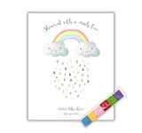 Rainbow Fingerprint Keepsake Baby Shower Gifts, Cloud Baby Shower Decorations Unisex Print Wall Art