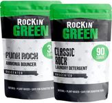 Rockin' Green Natural Laundry Detergent Powder and Urine Destroyer Pre-Soak Bundle - Unscented, for Sensitive Skin - Classic Rock Laundry Detergent (90 Loads) & Funk Rock Ammonia Bouncer (30 Loads)