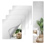 quegau Kids Mirror Shatterproof Acrylic Mirror Full Length Mirror Tiles (About 10''x10''x 4PCS),Adhesive Unbreakable Acrylic for Bedroom Long Mirror,Door, Kids Room,Workout Mirrors for Home Gym Wall