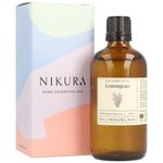 Nikura | Lemongrass Essential Oil - 100ml – for Diffusers for Home, Insect Repellent, Candle Making, Burner Oil, Lifting Mood, Aromatherapy, Wax Melts, DIY Spray - 100% Pure, Natural and Vegan