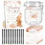 Suzile 76 Pcs Baby Shower Game Prizes Advice Baby Shower to Baby Parenting Tip Jar Sign for New Parents 60 Cards 12 Pens 2 Cute Stickers 1 Pet Bottle for New Parents Guest Party(Bear Theme)