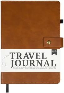 Travel Journal with Prompts - Vegan Leather Travel Essential - Page-A-Day Travel Journal for Women Men Nonbinary - A5 Daily Diary & Traveler Notebook - Travel Diary - Travel Gift