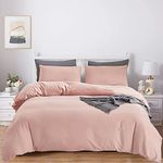 KAREVER Queen Blush Pink Cotton Comforter Set, 3 PCS Breathable Bedding with 2 Pillowcases, Fade-Resistant, Lightweight, Durable, Ideal for Gift