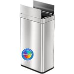 iTouchless Wings-Open Sensor Trash Can with AbsorbX Odor Filter & Pet-Proof Lid 68 Liter Automatic Touchless Kitchen Garbage Bin, Stainless Steel, 18 Gallon