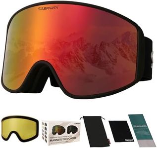 Ski Goggles (4. Black Frame, Full Lens Mirrored Red)
