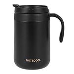 Ghopy Insulated Coffee Mug for Hot Drinks, 500ml Stainless Steel Thermal Mugs with Handle and LId Double Wall Vacuum Coffee Cup Leakproof for Coffee,Tea and Beer,Home, Office, Camping