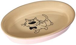 Nobby 73636 Ceramic Cat Bowl Oval 17 x 11 x 2.5 cm, Pink/Beige