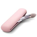 FERYES Travel Makeup Brush Holder, Silicon Trendy and Portable Cosmetic Face Brushes Holder, Soft and Sleek Makeup Tools Organizer for Travel- Pink