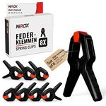 Nirox Set of 8 Spring Clips - Clamps with Large Span Width - High Clamping Force of The Spring clamp - Clamps with moveable Jaws - Tension Clamps