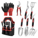 Cajmols Gardening Tools Set, 8 Pieces Lightweight Aluminum Alloy Gardening Tools with Non-Slip Rubber Grip Large Tool Bag Gardening Hand Tools Kit Gifts for Women and Men