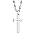 PROSTEEL Customize Name Necklace Big Cross Pendant Necklace 316L Stainless Steel Crucifix Chain