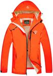 GIISAM Mens Windproof Jacket Waterproof Lightweight Mountain Sport Jacket for Men Hooded Windbreaker Raincoat(Orange,L)