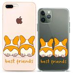 Cavka Matching Couple Cases Compatible for iPhone 14 13 Pro Max 12 Mini 11 Xs 6s 8 Plus 7 Xr 10 SE 5 Cute Butt Friends Flexible Dogs Design Hilarious Pair Soft Corgi Print Clear Cover Puppy Slim fit