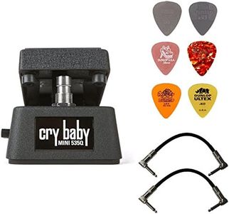 Dunlop CBM535Q Cry Baby Q Mini Wah Effects Pedal Bundle with 2 Free Patch Cables and 6 Dunlop Picks