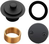 Black tub Drain Lift &Turn Tub Trim Set with Two-Hole Overflow Faceplate Conversion Kit Assembly, Hidrop Bathtub Drain Replacement Trim Kit and Universal Fine/Coarse Thread, Matte Black