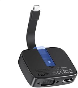 Cable Matters Portable USB C to VGA HDMI Adapter, Supports 4K@60Hz for HDMI and 1080p for VGA, (Foldable Thunderbolt to VGA HDMI Adapter) for XPS, Surface Pro (macOS Supports one Extended Display)