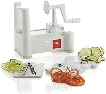 Paderno World Cuisine Spiral Vegetable Slicer/Countertop-Mounted Plastic Spiralizer Basic incl. 3 Different Blades Made of Stainless Steel