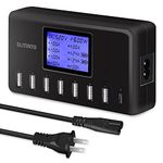 USB Charger Block, slitinto 60W 12A 8-Port USB Charging Stations for Multiple Devices with LCD Display, USB Charger Hub for iPhone 15/14/13/12, iPad, Samsung S23/S22/S21-Black