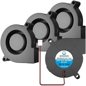 WINSINN 50mm 5015 Blower Fan 12V, 3D Printer 12 Volt Fans Blower Turbine Turbo Dual Ball Bearing, Brushless Cooling 50mmx15mm 2PIN (Pack of 4Pcs)