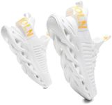 GSLMOLN Spring Summer Running Shoes Fashion Mesh Ultra Lightweight Sport Gym Sneaker Mens Slip-On Casual Shoes for Walking White Size 12