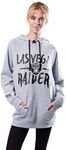 NFL Oakland Raiders Women's Fleece Hoodie Pullover Sweatshirt Tie Neck, Small, Gray