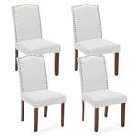 DUMOS Dining Chairs Set of 4, Fabric Dining Room Chairs, Upholstered Parsons Chairs with Nailhead Trim & Wood Legs, Kitchen Side Chair for Dining Living Room,Bedroom - Grey