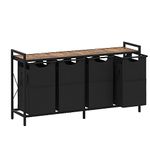 Heybly Laundry Hampers, 4 x 12.5 Gal Laundry Basket with Large Desktop Sorter for Laundry Room organization, Bathroom and Dorm Laundry Bags on Storage Shelf Rustic HLH004SR