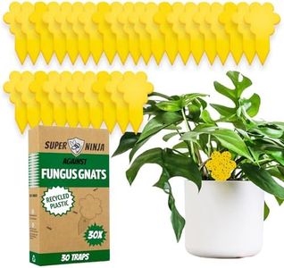 Super Ninja Fungus Gnat Killer - 30 Traps - Highly Effective and Ecological Yellow Sticky Traps Fruit Fly Trap for Fruit Flies, Fungus Gnat and Whitefly - Easy-to-Use - Up to 3 Months