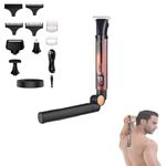 Electric Back Shaver for Men, 4-in-1 Body Hair Trimmer Grooming Kit Waterproof LED Display Cordless Back Hair Groomer Razor for Men with Extendable Long Handle