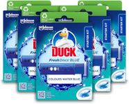 Duck Fresh Discs Blue Toilet Cleaner Starter Kit, Long-lasting Toilet Bowl Cleaner, Fights Stains & Limescale, Azure Lagoon Fragrance, Pack of 5 (Each Kit contains 1 x Holder + 1 x Refill Tube)