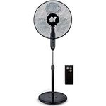 NETTA Pedestal Standing Floor Fan – 16 Inch, 3 Speed Settings, with 7-Hour Timer, Remote Control, Oscillating Function and Adjustable in Height – 40W – Black