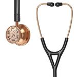 ELKO EL-190 Rose Gold edition CROSS III SS stainless steel dual head acoustic stethoscope | Adult & Pediatric Stethocope with Double-sided Rose Gold Chestpiece | Two-Way PVC Tubing | Doctors & Medical Students (Black)