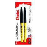 Pentel Permanent Marker for Fabric, Xylene and Toluene-free Ink, 2.0mm Bullet Point, Black Ink, M10BP2-A, 2 Pack