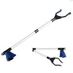 Reacher Grabber Tool, 32" Foldable Pickup Tool, Light weight Litter Picker Aluminum Reaching Aid with Rotating Rubber Gripper, Long Arm Extender for Elderly, Litter Trash Picker