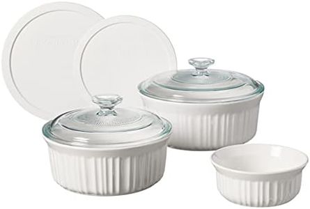 CorningWare French White 7 Piece Ceramic Bakeware Set | Microwave, Oven, Fridge, Freezer, and Dishwasher Safe | Resists Chipping and Cracking | Doesn't Absorb Food Odors and Stains