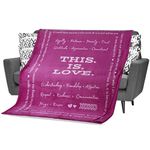 FILO ESTILO Love Blanket, I Love You Gifts for Her, Wife Gift, Birthday, Wedding, Anniversary, Sentimental, Romantic Gifts for Couples, Throw Blanket, 165 x 127 cm (Pink)