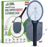 SBL Home Electric Fly Swatter Racket, Electric Mosquito Swatter, Bug Zapper Racket, Electric Fly Bat with Patented Wall Case, Gray, Black (1 Pack)