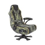 X-Rocker Covert Ops Gaming Chair, 2.1 Multi-Stereo Sound Console Gaming Seat with Bluetooth Speakers, Subwoofer and Vibration Faux Leather Folding for Mobile, Switch, PS5, XBOX - Camo Green/Black
