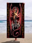 Wild Star Hearts - Power Chord - Quick Drying Microfibre Beach Towel Lightweight Bath Towel Fast Drying Swimming Towel 58” x 39” Large Anne Stokes Beach Towel